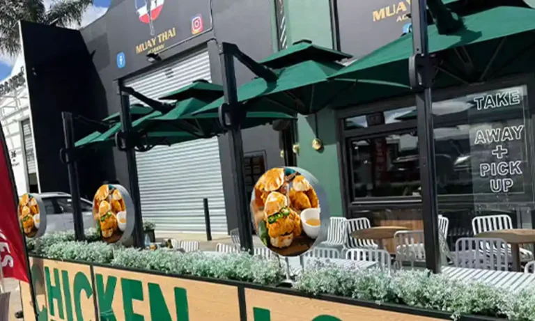 Click to view full screen installed circular LED display in fried chicken restaurant for menu promotion and dynamic food visuals